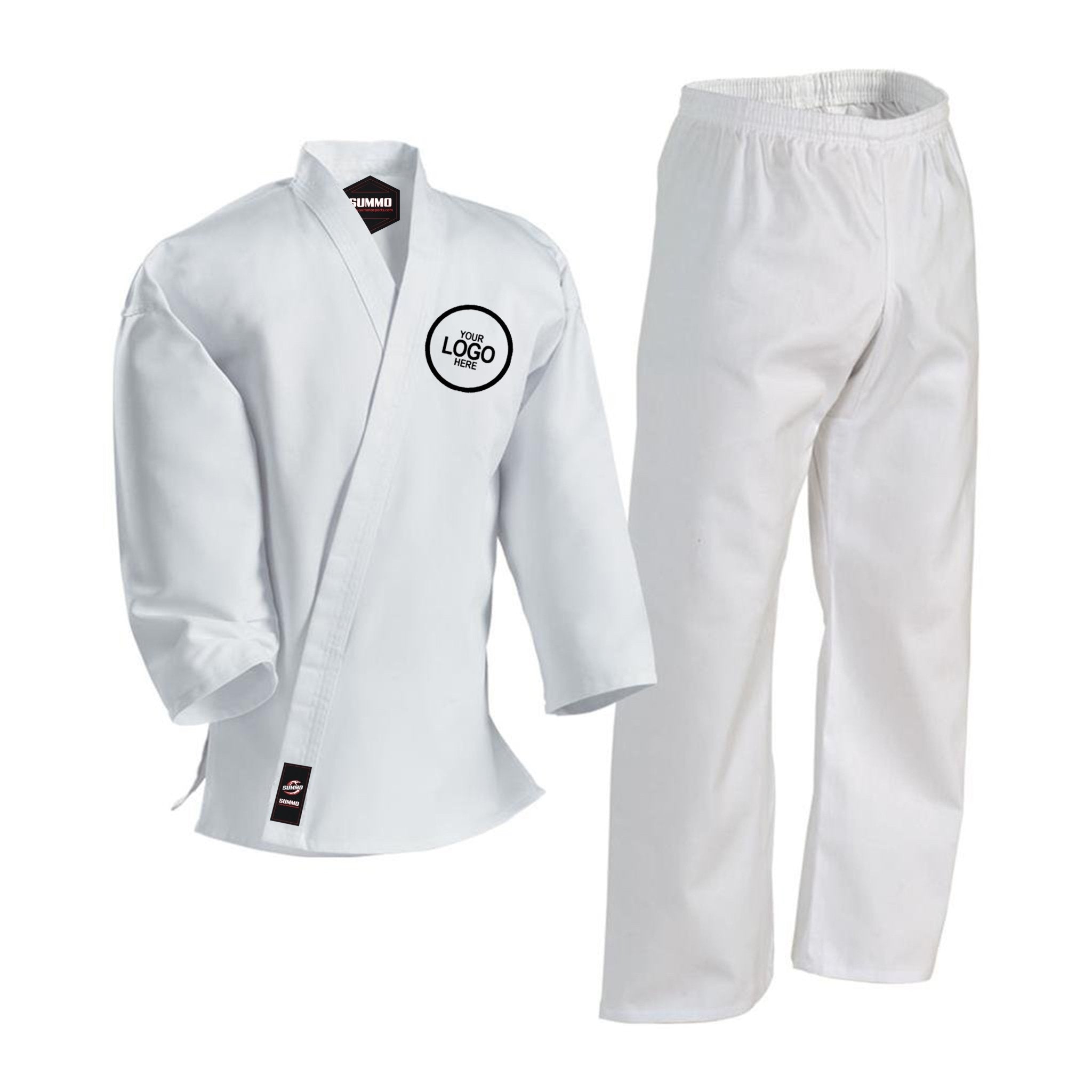 10 oz. Custom White Medium Weight Karate GI – Summo Sports