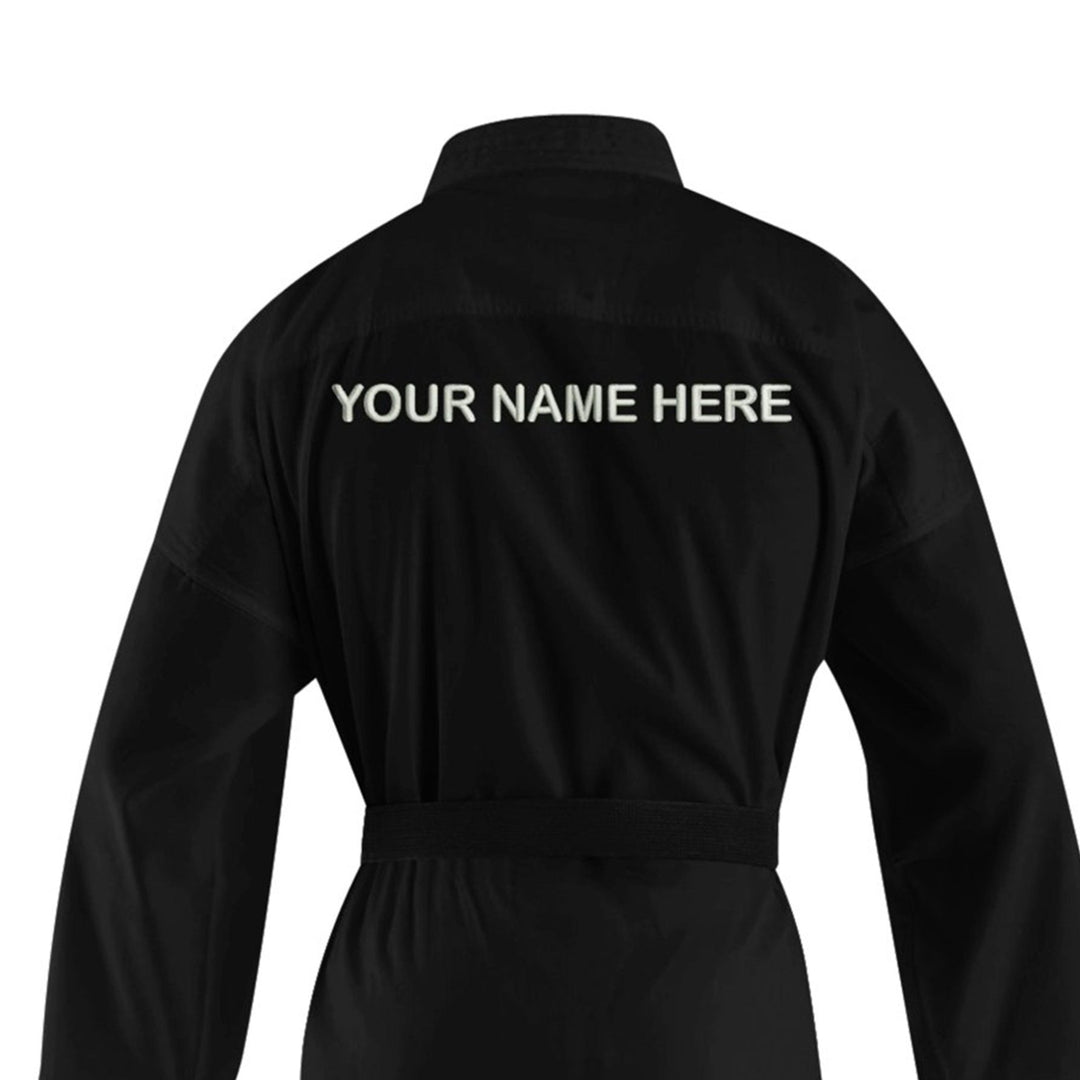 10 oz. Custom Black Medium Weight Karate GI - Summo Sports