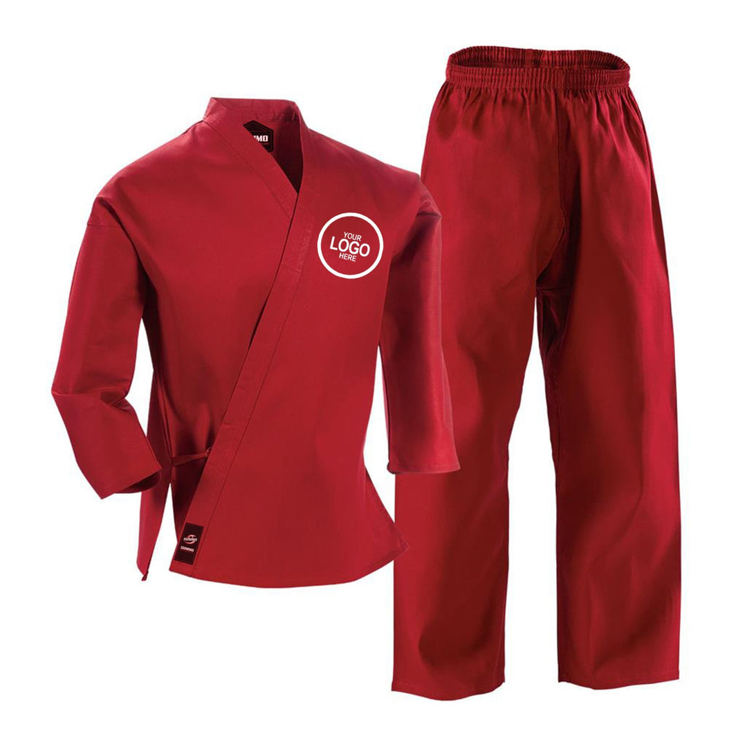 10 oz. Custom Red Medium Weight Karate GI - Summo Sports