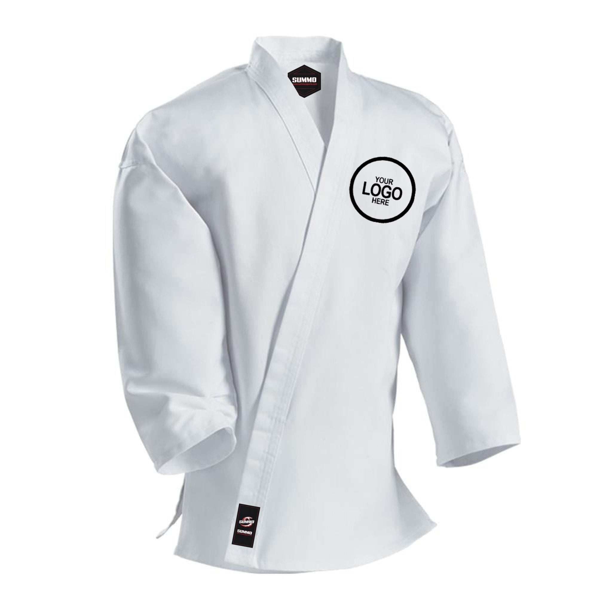 10 oz. Custom White Medium Weight Karate GI – Summo Sports