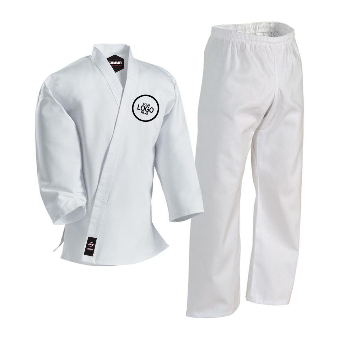 10 oz. Custom White Medium Weight Karate GI - Summo Sports