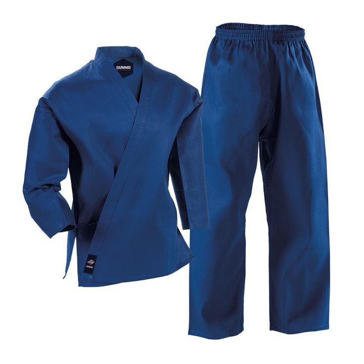 10 oz. Plain Blue Medium Weight Karate Uniform - Summo Sports