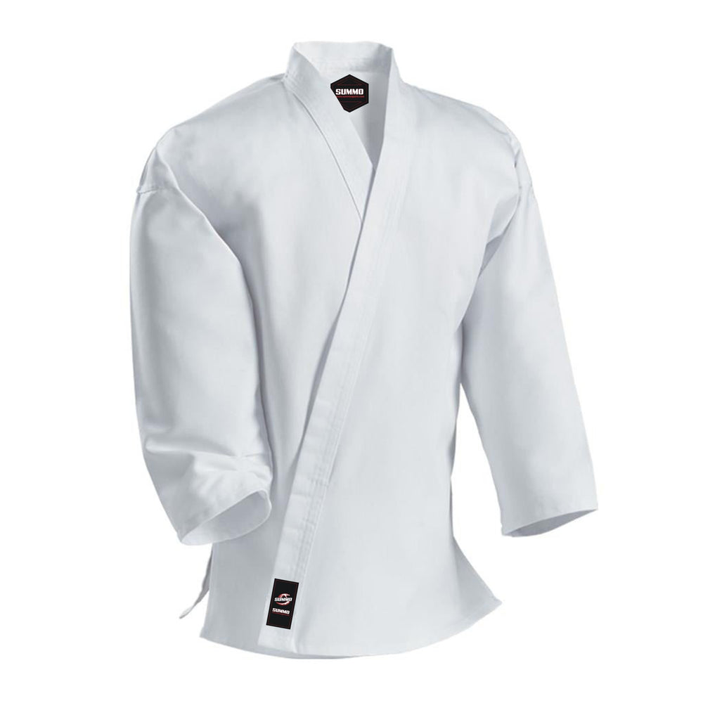 10 oz. Plain White Medium Weight Karate Uniform - Summo Sports