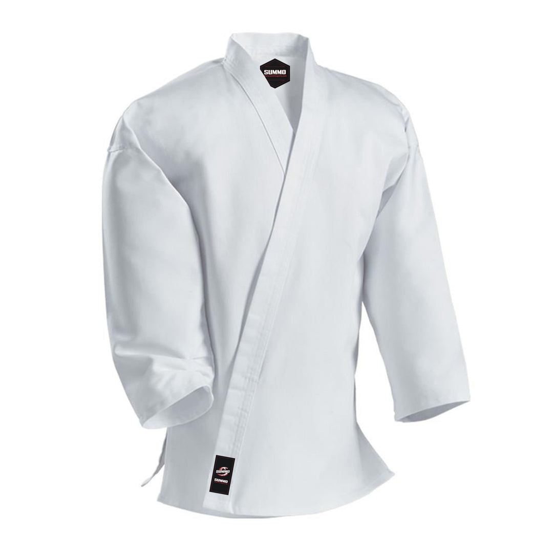 10 oz. Plain White Medium Weight Karate Uniform - Summo Sports