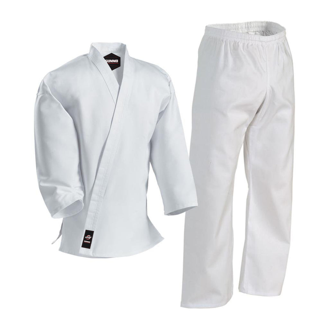 10 oz. Plain White Medium Weight Karate Uniform - Summo Sports