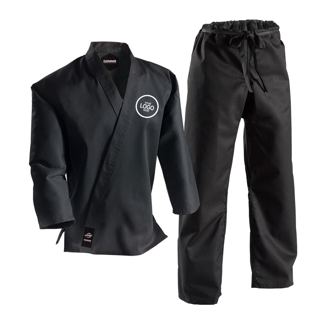 14 oz. Custom Black Heavy Weight Karate GI - Summo Sports