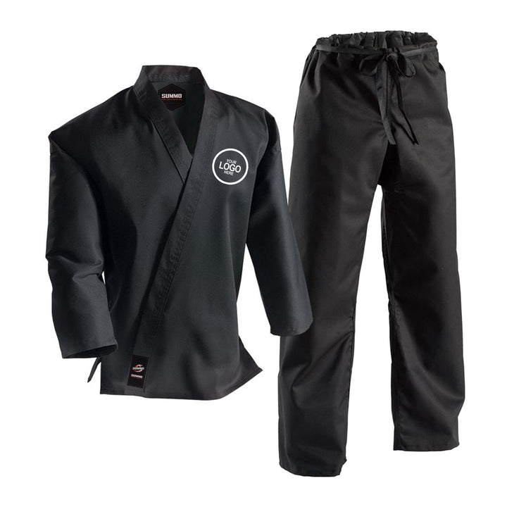 14 oz. Custom Black Heavy Weight Karate GI - Summo Sports
