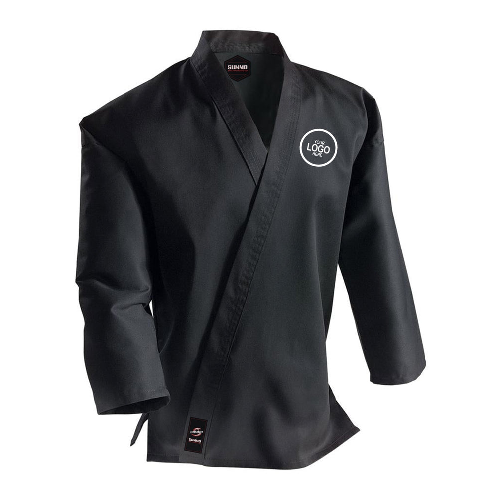 14 oz. Custom Black Heavy Weight Karate GI - Summo Sports