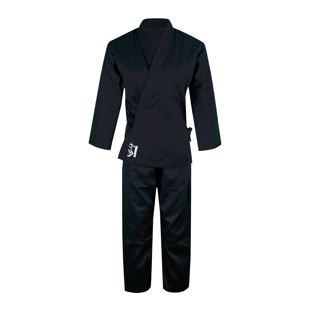 14 oz. Plain Black Heavy Weight Karate Uniform - Summo Sports