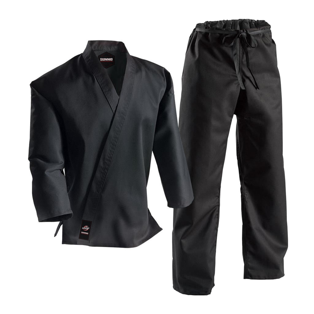 karate gear 14 oz. Plain Black Heavy Weight Karate GI – Summo Sports