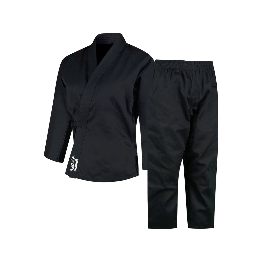 14 oz. Plain Black Heavy Weight Karate Uniform - Summo Sports