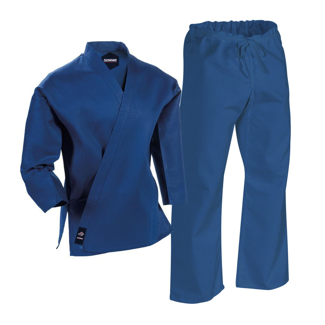 14 oz. Plain Blue Heavy Weight Karate Uniform - Summo Sports