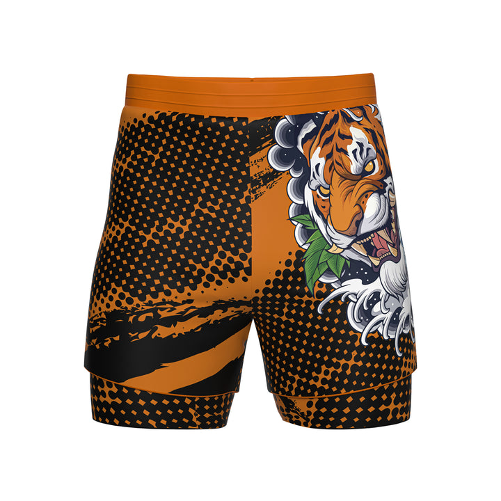 fierce tiger design 2 in one gym shorts