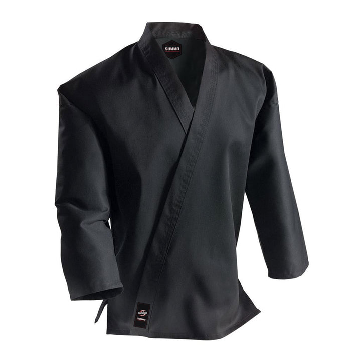8 oz. Plain Black Light Weight Karate Uniform - Summo Sports