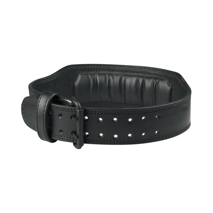 Plain Black Double Prong Leather Weightlifting Belt