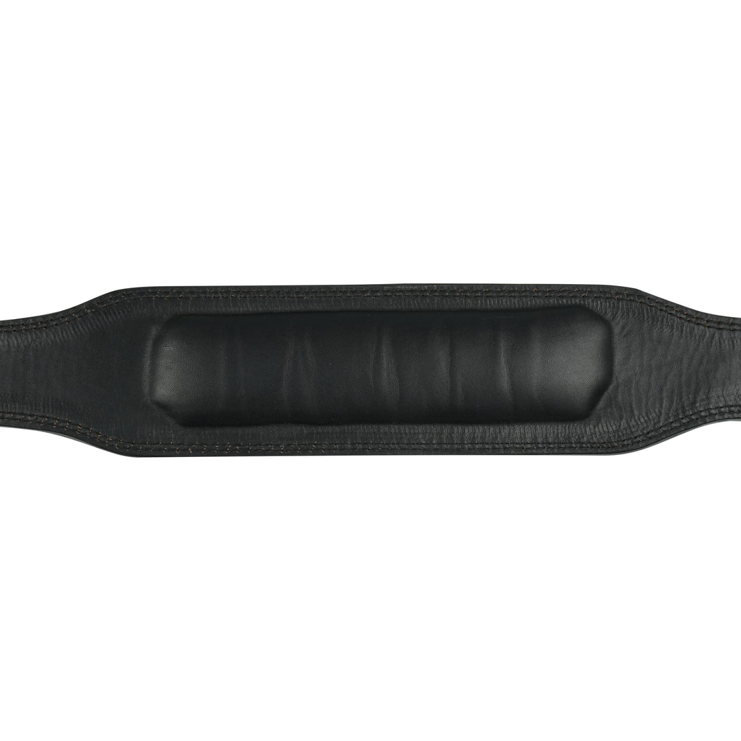 Plain Black Double Prong Leather Weightlifting Belt