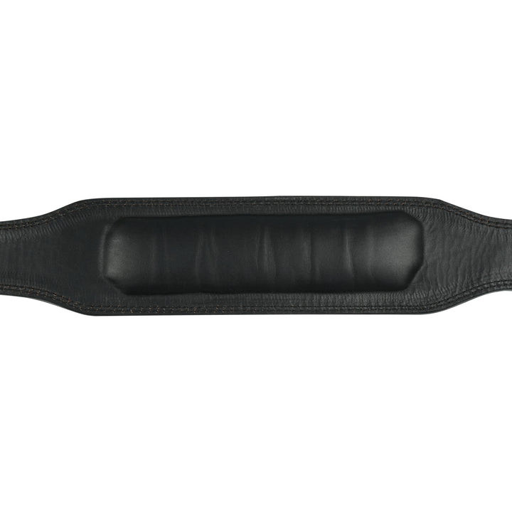 Plain Black Double Prong Leather Weightlifting Belt