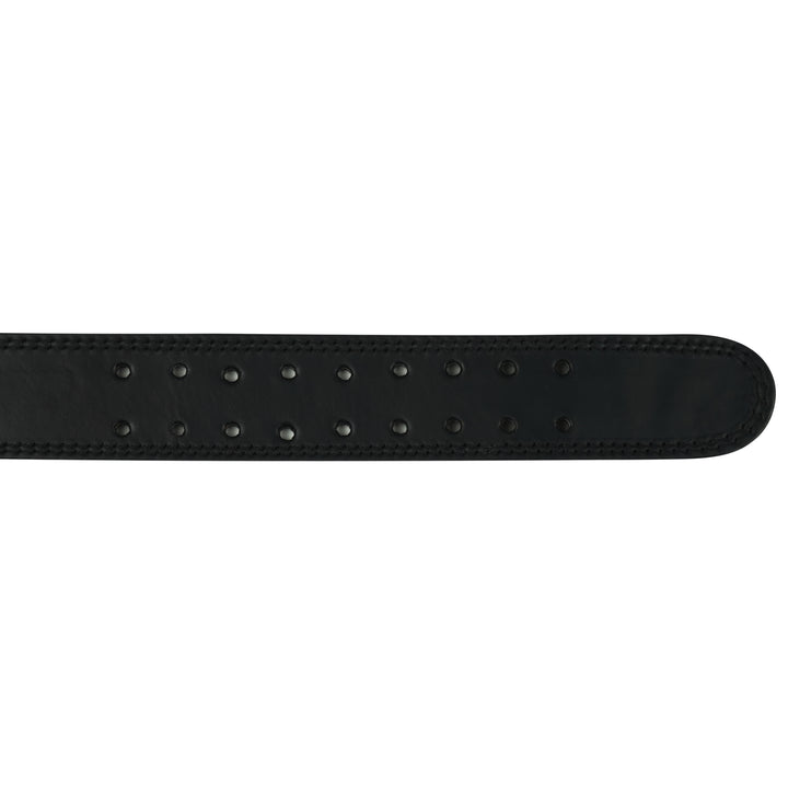 Plain Black Double Prong Leather Weightlifting Belt