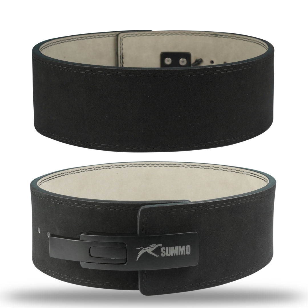 Midnight Black Dual-Sided Leather Weightlifting Belt