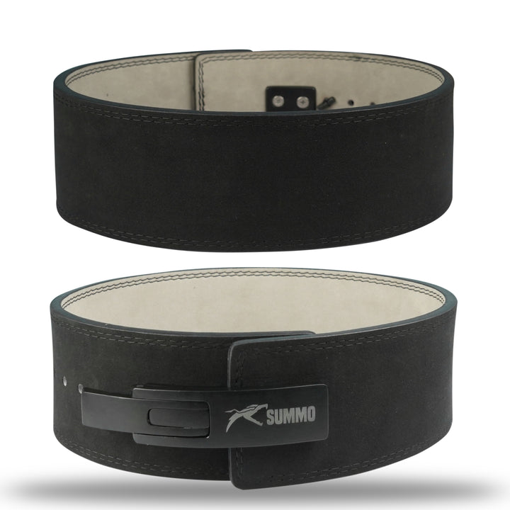 Midnight Black Dual-Sided Leather Weightlifting Belt