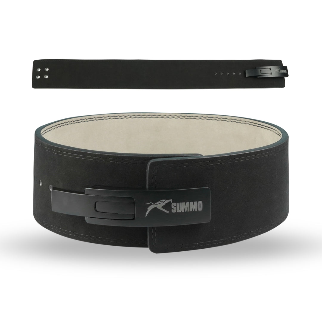 Midnight Black Dual-Sided Leather Weightlifting Belt