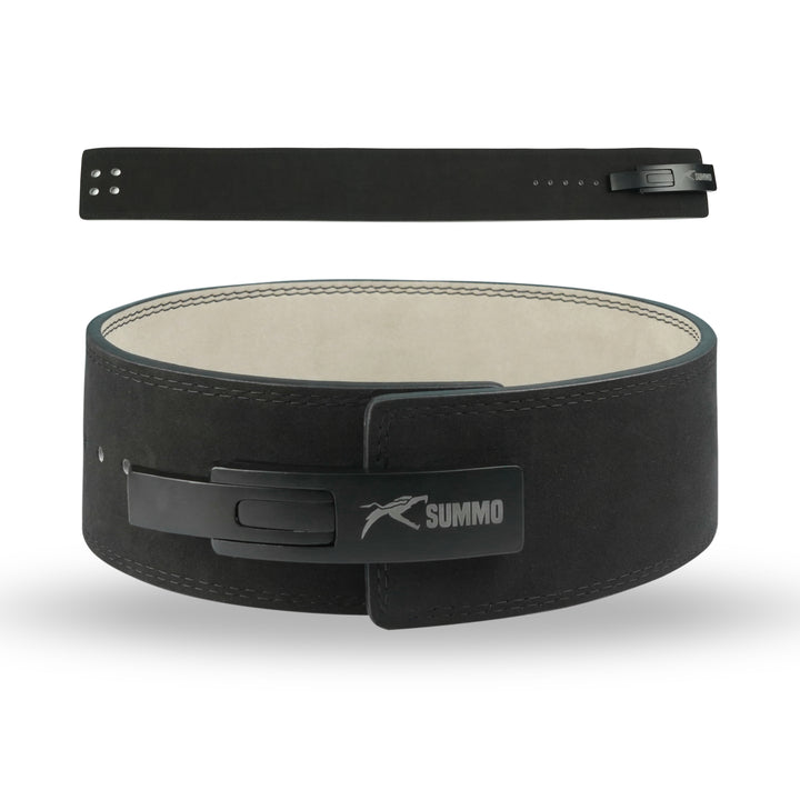 Midnight Black Dual-Sided Leather Weightlifting Belt