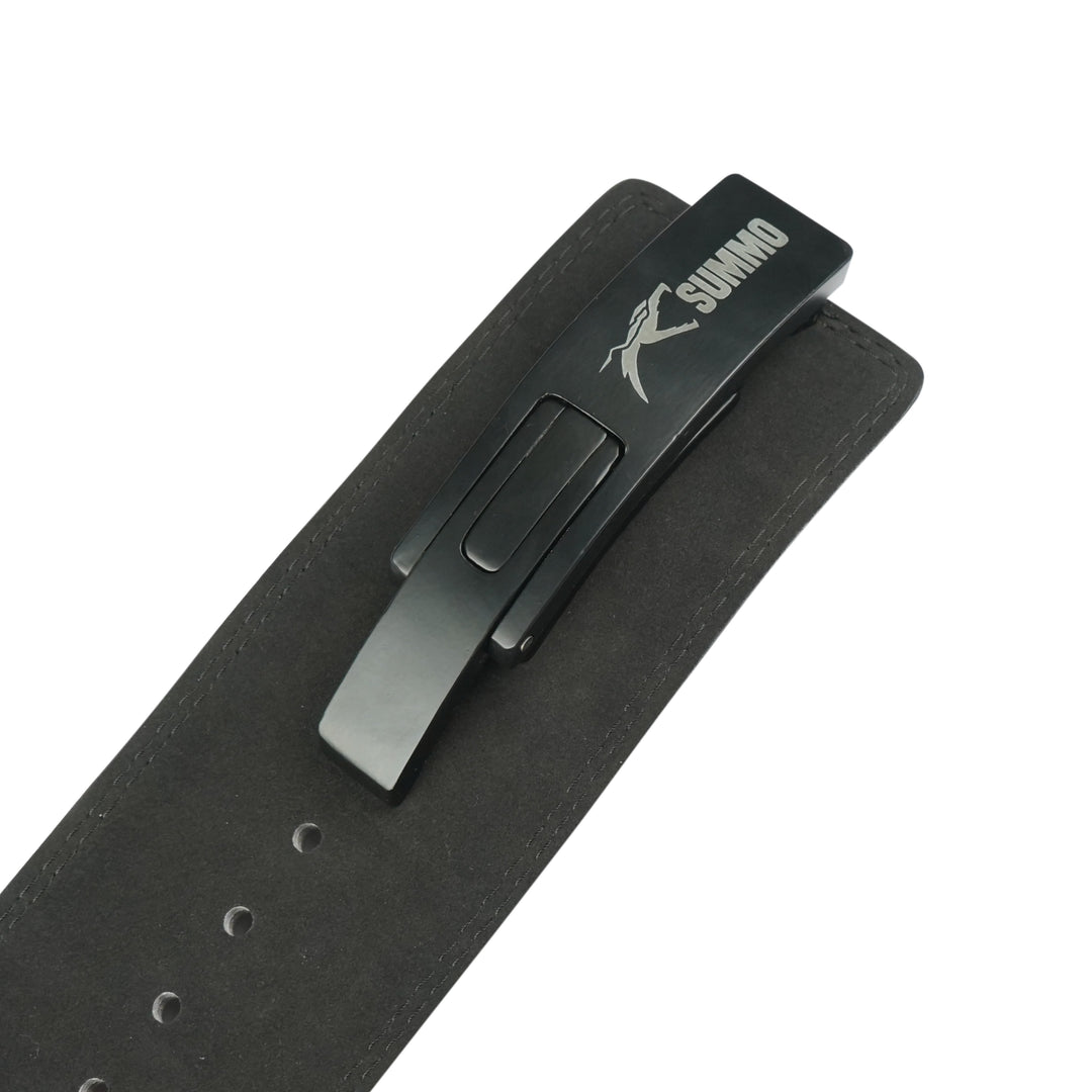 Midnight Black Dual-Sided Leather Weightlifting Belt