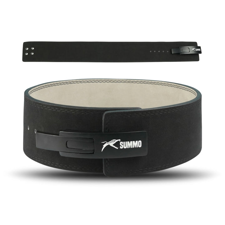 Midnight Black Dual-Sided Leather Weightlifting Belt