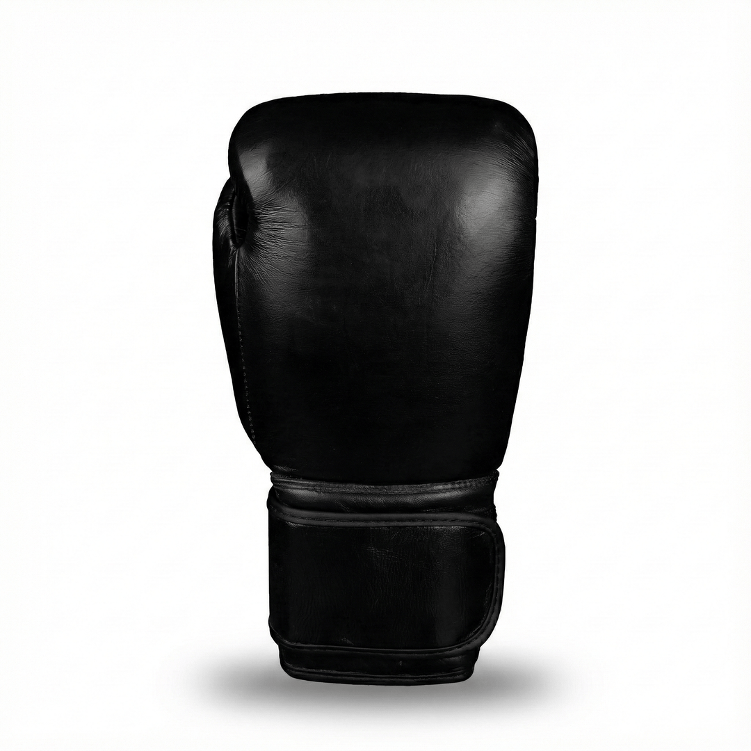 Basic Black Genuine Leather Boxing Gloves - Summo Sports