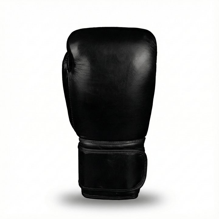 Basic Black Genuine Leather Boxing Gloves - Summo Sports
