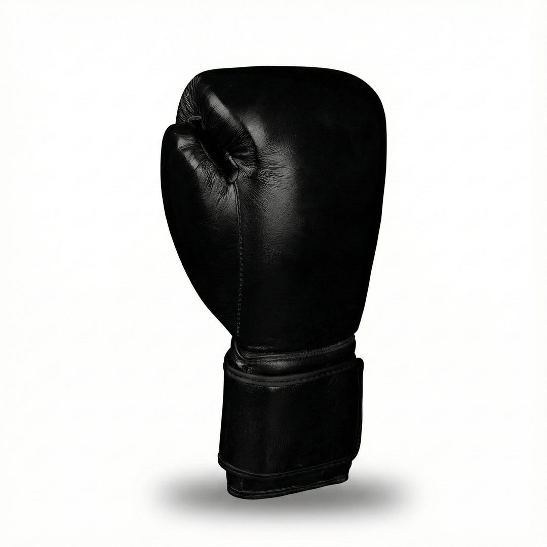 Basic Black Genuine Leather Boxing Gloves - Summo Sports