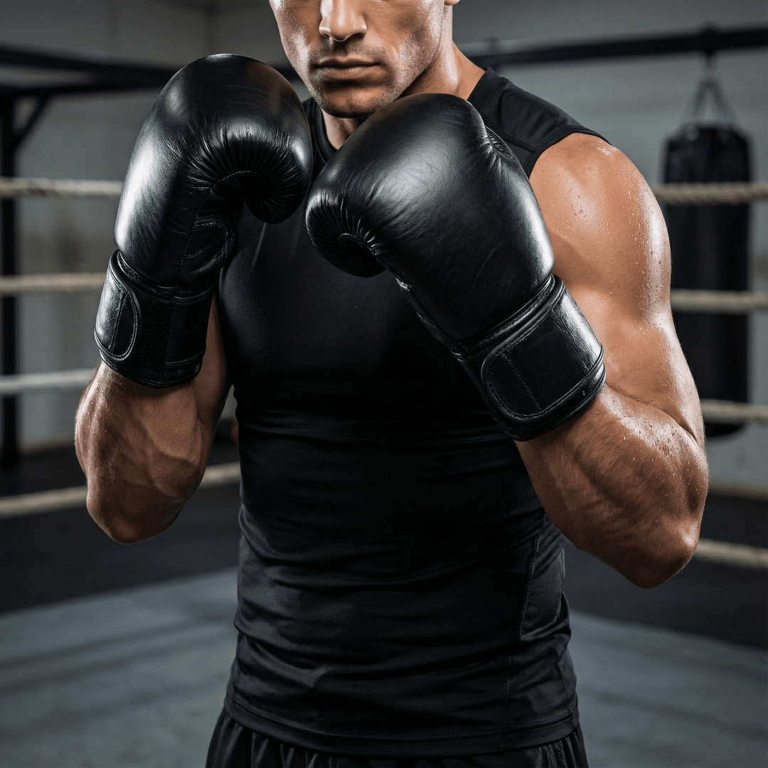 Basic Black Genuine Leather Boxing Gloves - Summo Sports