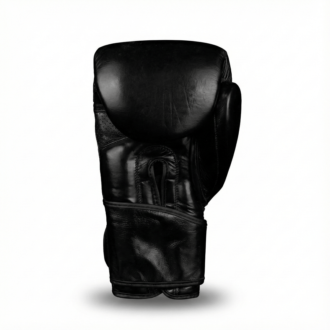 Basic Black Genuine Leather Boxing Gloves - Summo Sports
