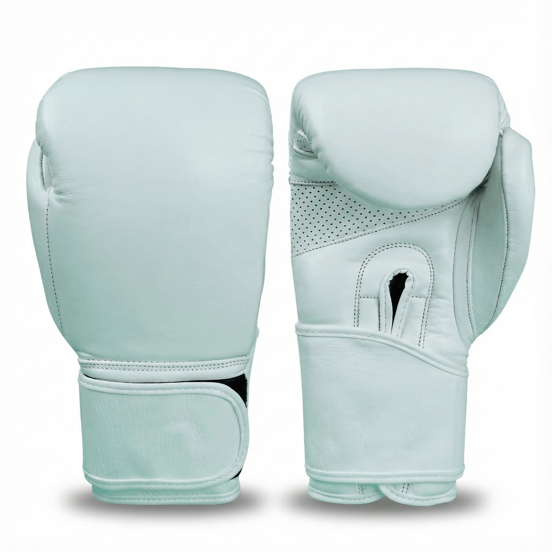 Basic White Genuine Leather Boxing Gloves - Summo Sports