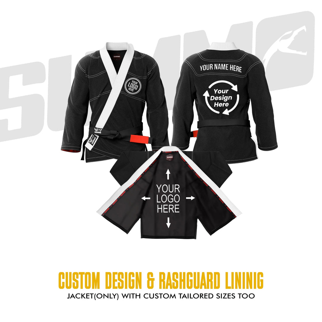Build Your Own Premium BJJ GI (Jacket Only), fully customizable with your logo and name. Create a unique, personalized design for training and competition.
