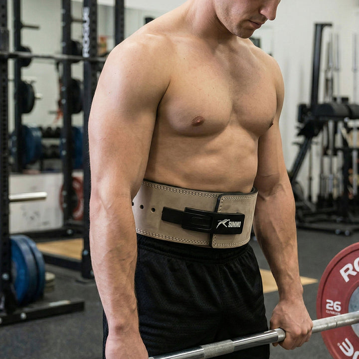 Desert Sand Leather Weight Lifting Belt - Summo Sports