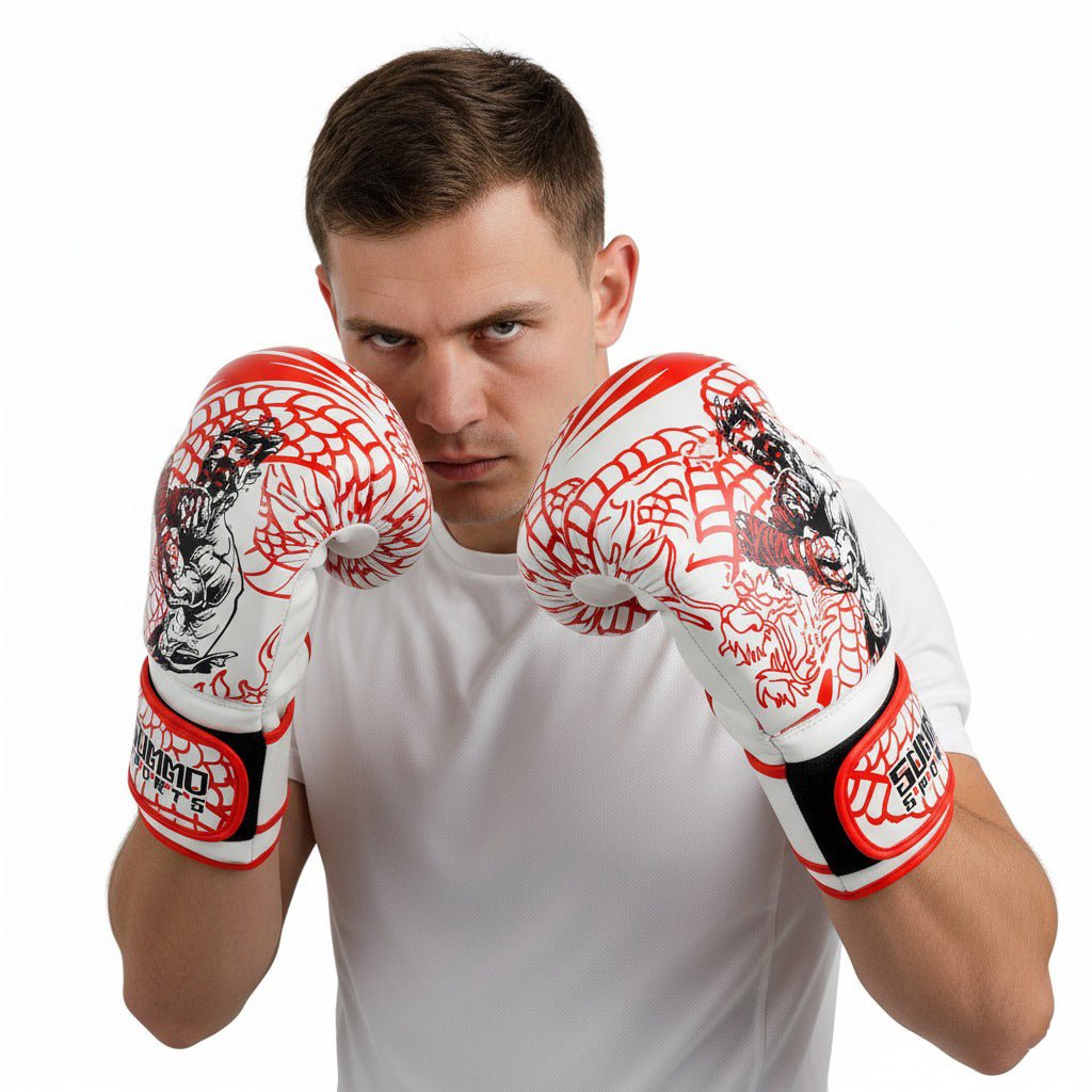 Klassische Box-Trainingshandschuhe aus rotem Leder