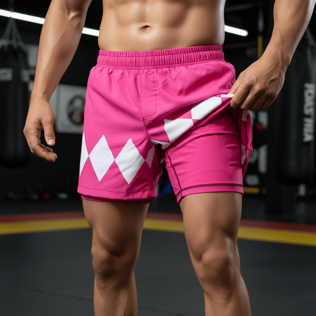 Mighty Morphin Grappler - Pink 2 In One Training Shorts - Summo Sports