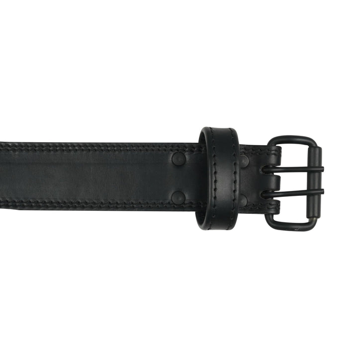 Plain Black Double Prong Leather Weightlifting Belt - Summo Sports