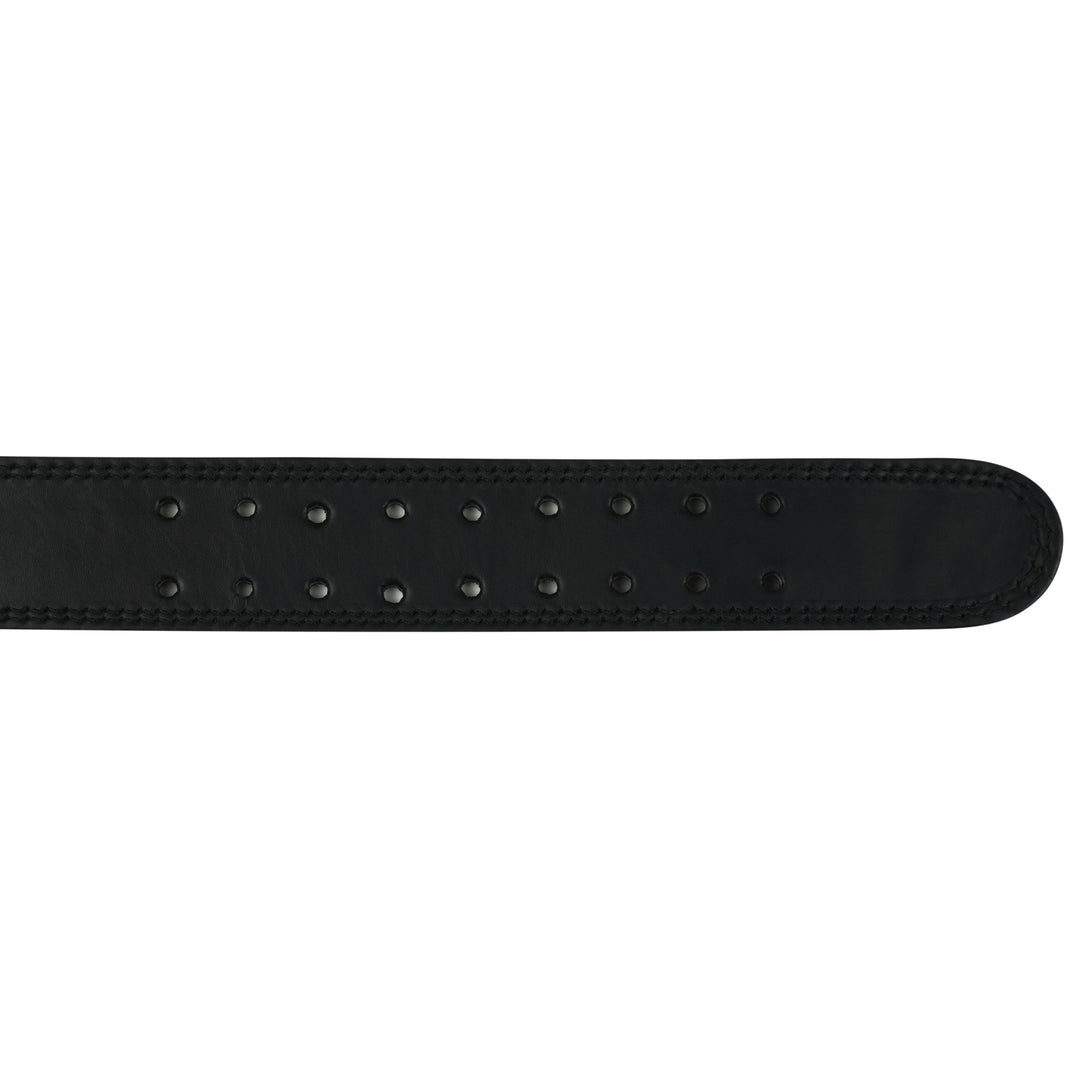Plain Black Double Prong Leather Weightlifting Belt - Summo Sports