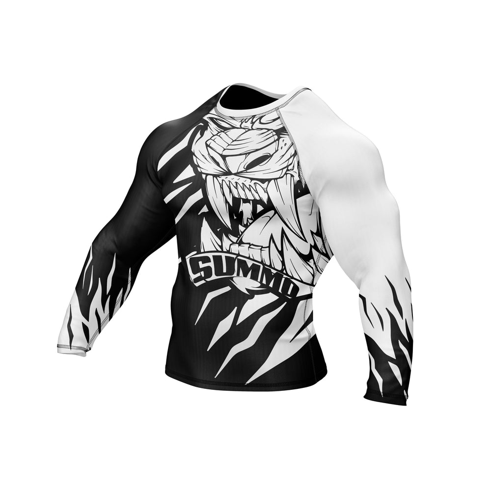 Predator Ranked White Premium Bjj Rash Guard For Men/Women - Summo Sports