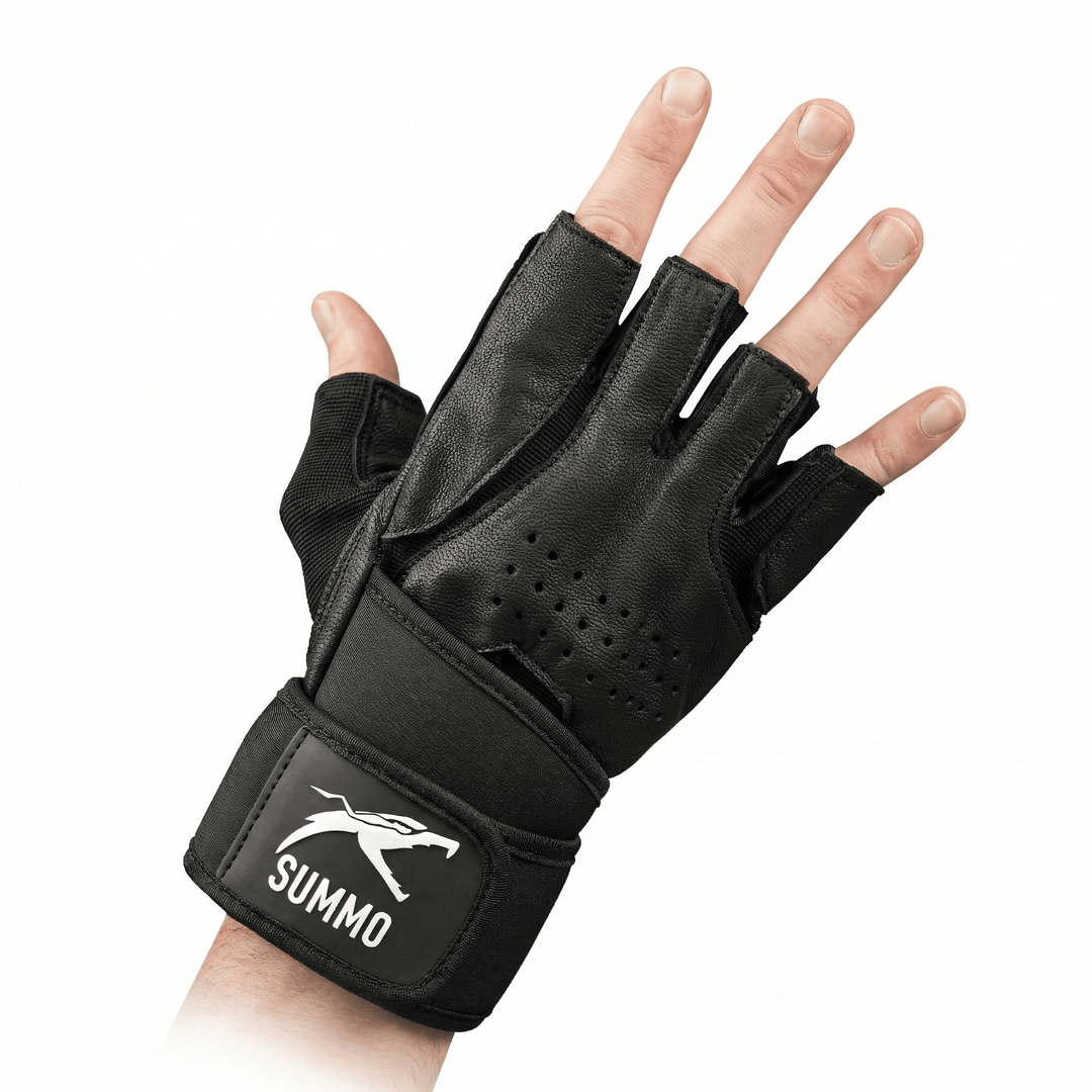 Pro - Wrap Leather Weightlifting Gloves - Summo Sports