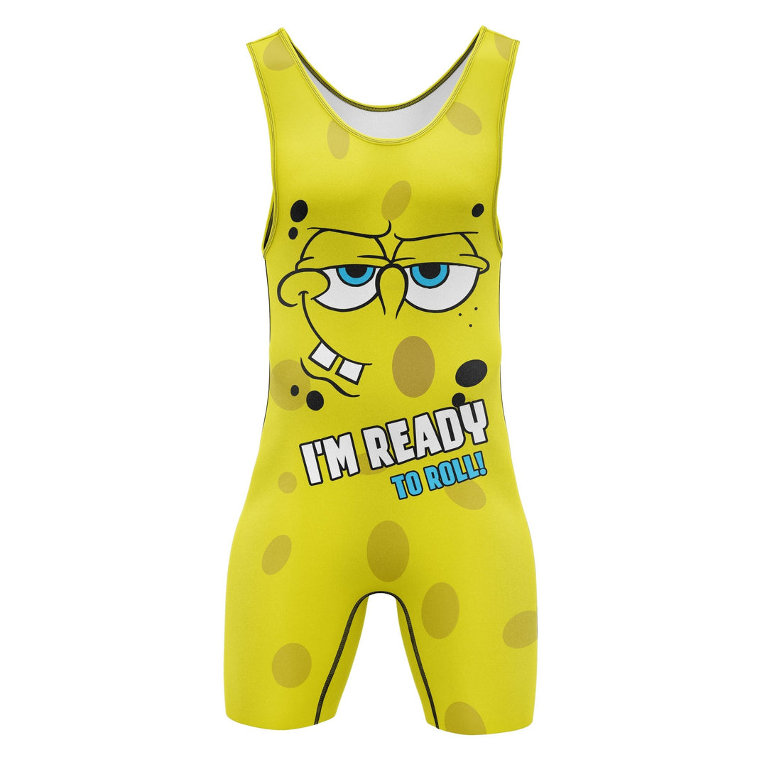 bright yellow cartoon face funny wrestling singlet