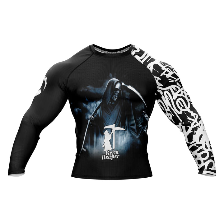 The Reaper Premium BJJ Rash Guard for Men/Women delivers fearless style with durable, flexible fabric built for BJJ, MMA, no-gi grappling, and fitness.