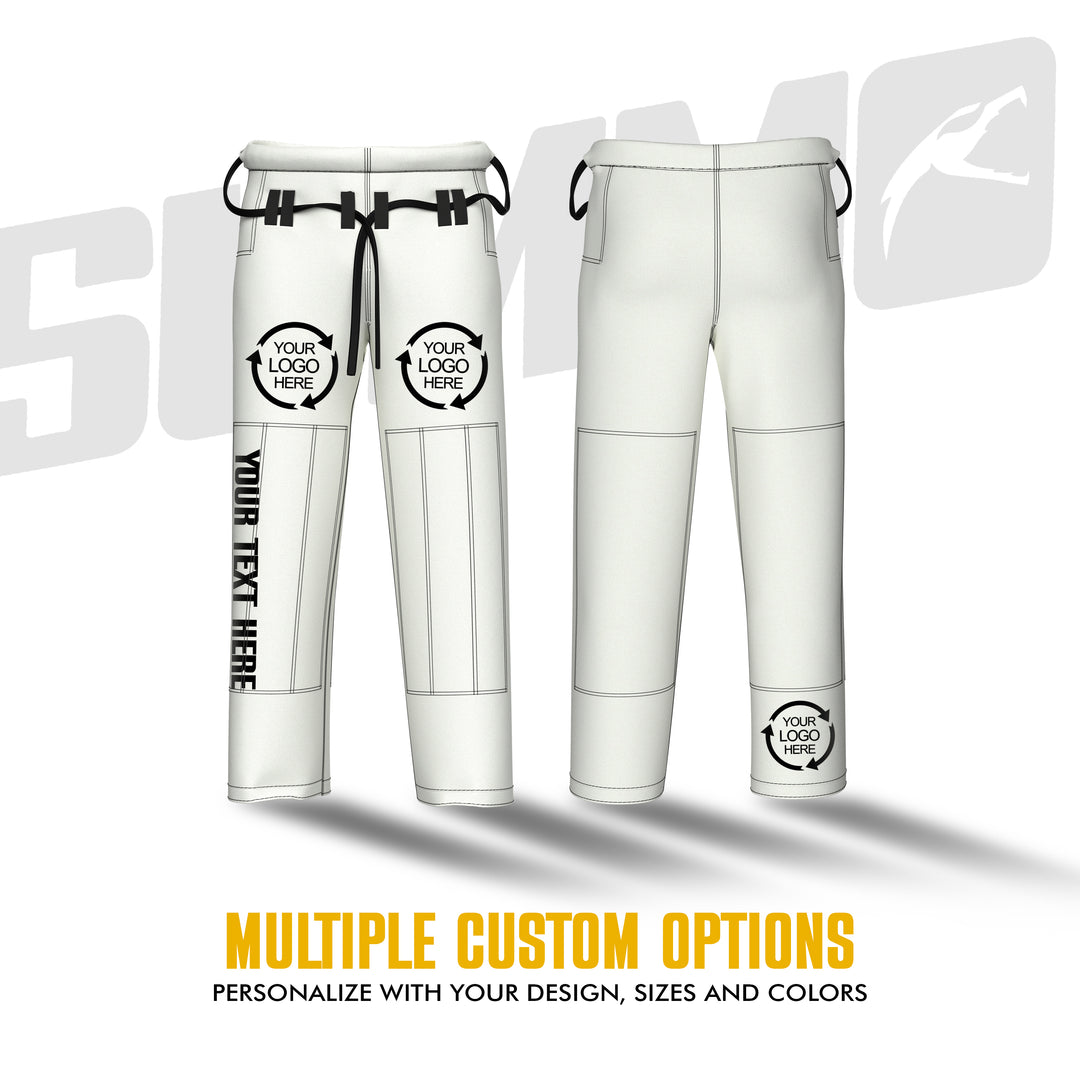 Build Your Own BJJ GI Pants, fully customizable with your logo and name. Create a personalized design to match your jacket or training style.
