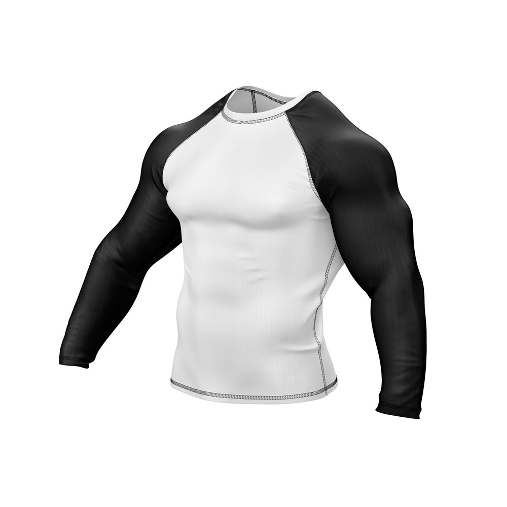 White with Black Sleeves Ranked Rashguard - Summo Sports