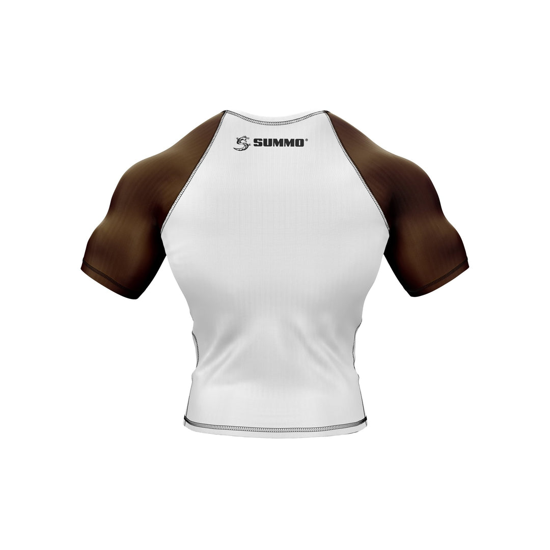 White with Brown Sleeves Ranked Rashguard - Summo Sports