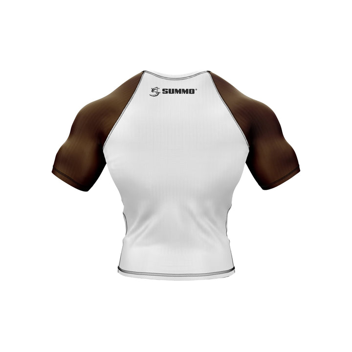 White with Brown Sleeves Ranked Rashguard - Summo Sports