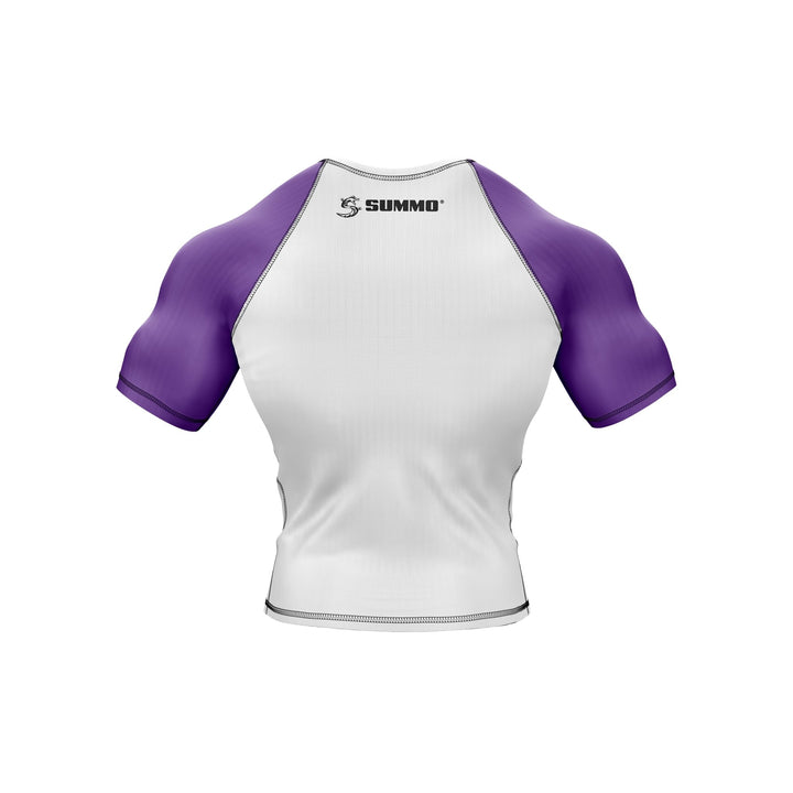 White with Purple Sleeves Ranked Rashguard - Summo Sports