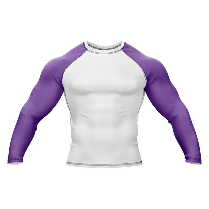 White with Purple Sleeves Ranked Rashguard - Summo Sports